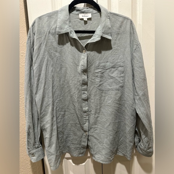 Bohme Sammi Breezy Textured Gauzy Button Up Shirt Beachy Lagenlook , Small - Picture 1 of 7